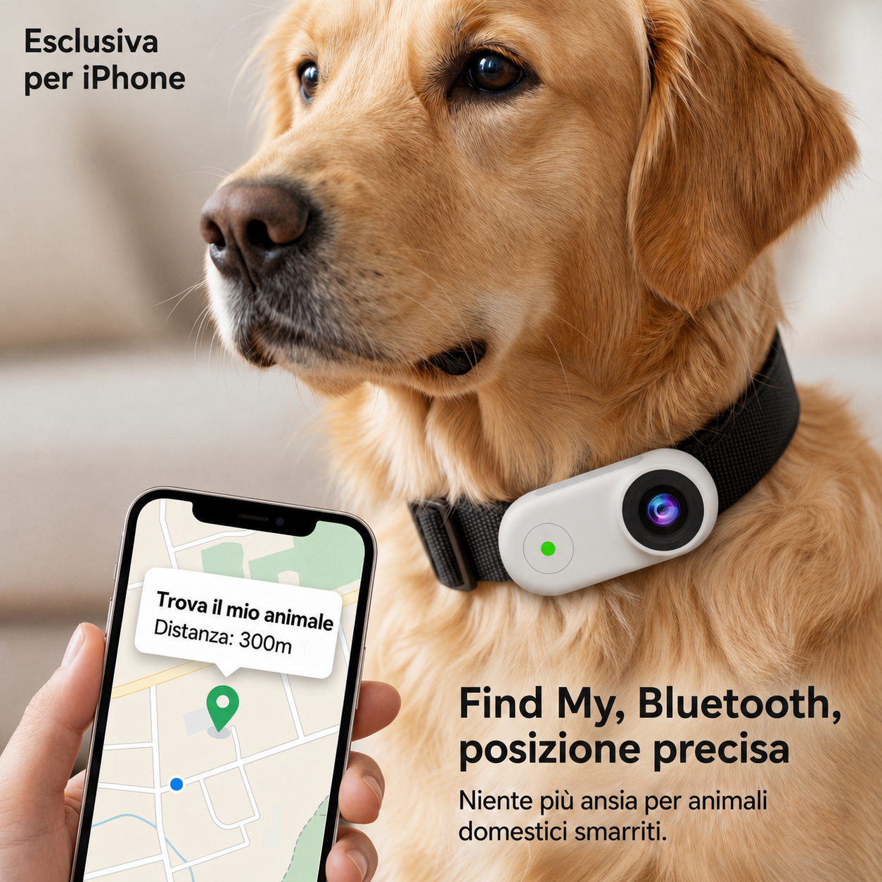 Mini Telecamera GPS per Cani e Gatti con Video POV 1080P