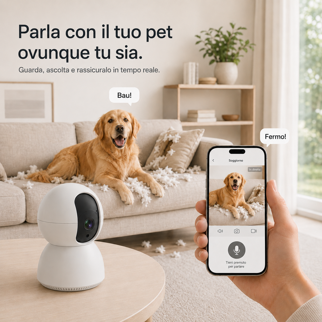 Orsetto PetCam 360 – Telecamera WiFi per cani e gatti
